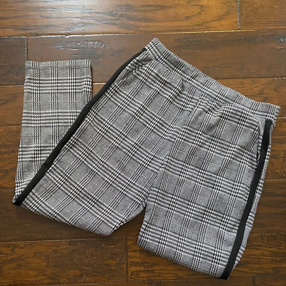 plaid side stripe trousers